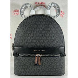 Michael Kors Kenly Medium Black MK Signature Backpack, Travel BAG